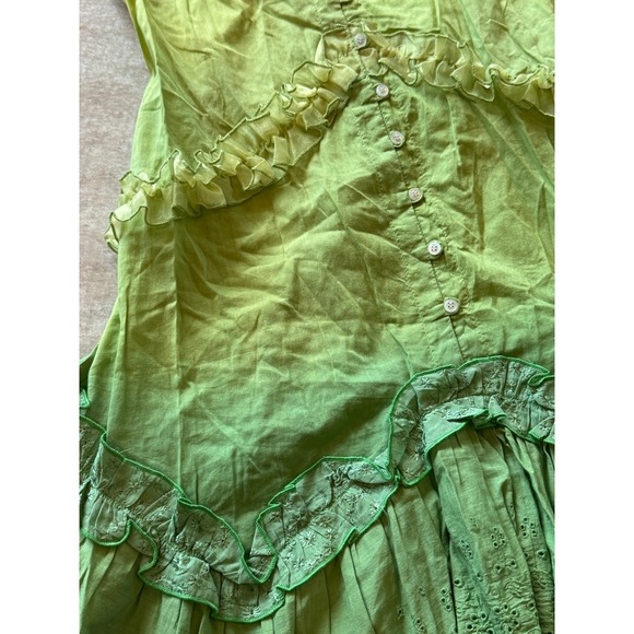 Chaudry Ombre Ruffle Lace Mini Dress Women S Green Fairycore Boho Deadstock NWT - Picture 13 of 16